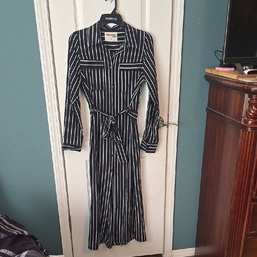 Black and White Striped Dress